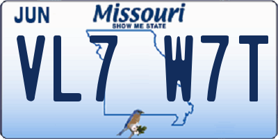 MO license plate VL7W7T