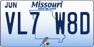 MO license plate VL7W8D