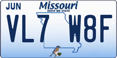 MO license plate VL7W8F