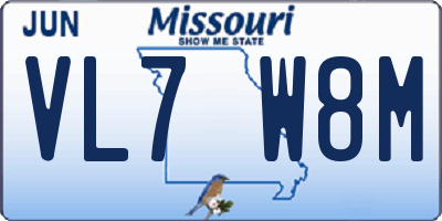 MO license plate VL7W8M