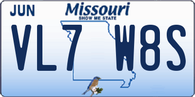 MO license plate VL7W8S