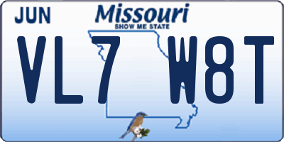 MO license plate VL7W8T
