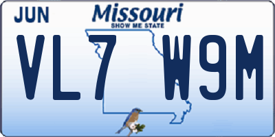 MO license plate VL7W9M