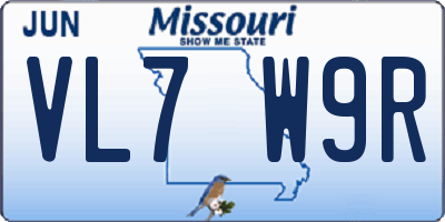 MO license plate VL7W9R