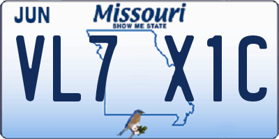 MO license plate VL7X1C