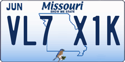 MO license plate VL7X1K