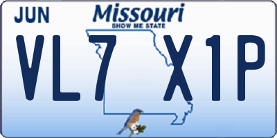 MO license plate VL7X1P