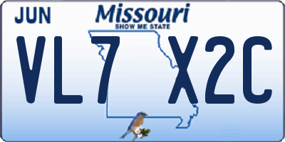 MO license plate VL7X2C