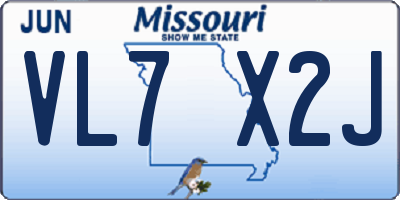 MO license plate VL7X2J