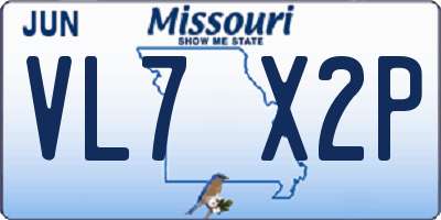 MO license plate VL7X2P