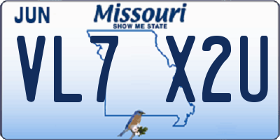 MO license plate VL7X2U