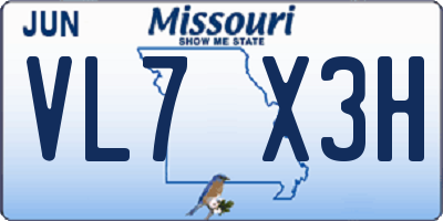 MO license plate VL7X3H