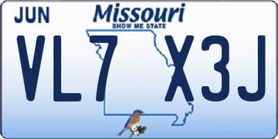 MO license plate VL7X3J