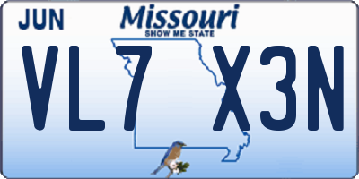 MO license plate VL7X3N