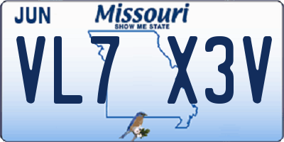 MO license plate VL7X3V