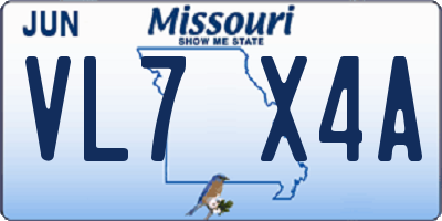 MO license plate VL7X4A