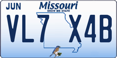 MO license plate VL7X4B