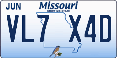 MO license plate VL7X4D