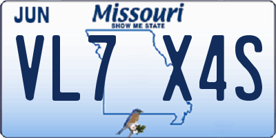 MO license plate VL7X4S