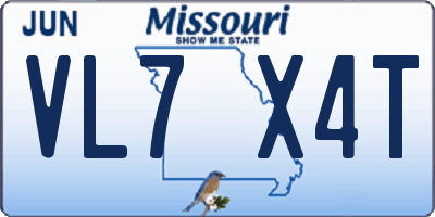 MO license plate VL7X4T
