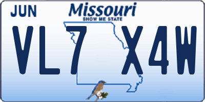 MO license plate VL7X4W