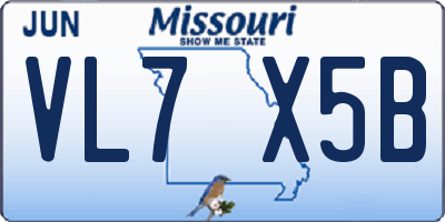 MO license plate VL7X5B