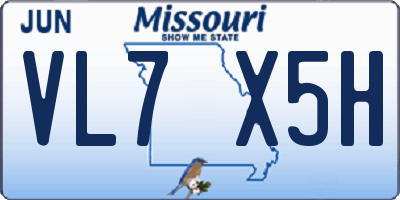 MO license plate VL7X5H