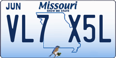 MO license plate VL7X5L