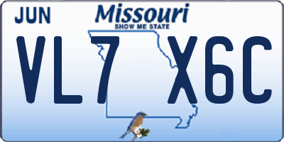 MO license plate VL7X6C