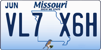 MO license plate VL7X6H