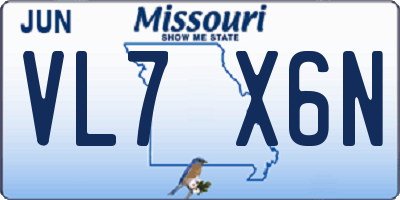 MO license plate VL7X6N