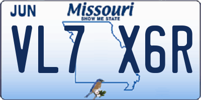 MO license plate VL7X6R