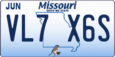MO license plate VL7X6S