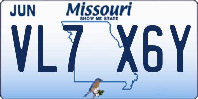 MO license plate VL7X6Y