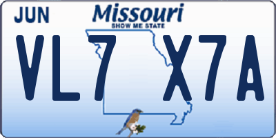 MO license plate VL7X7A