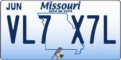 MO license plate VL7X7L