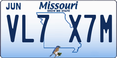MO license plate VL7X7M
