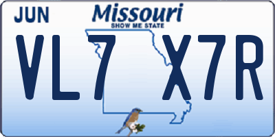 MO license plate VL7X7R