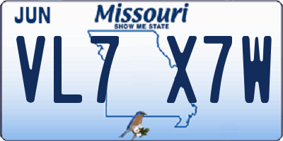 MO license plate VL7X7W