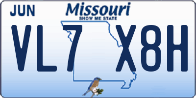 MO license plate VL7X8H