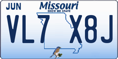 MO license plate VL7X8J