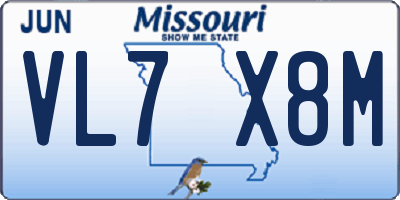 MO license plate VL7X8M