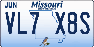 MO license plate VL7X8S