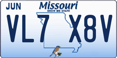 MO license plate VL7X8V