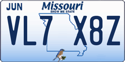 MO license plate VL7X8Z