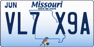 MO license plate VL7X9A