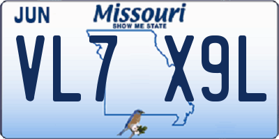 MO license plate VL7X9L