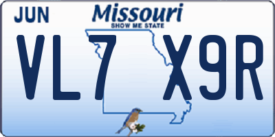 MO license plate VL7X9R