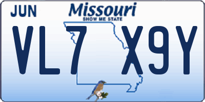 MO license plate VL7X9Y