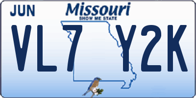 MO license plate VL7Y2K